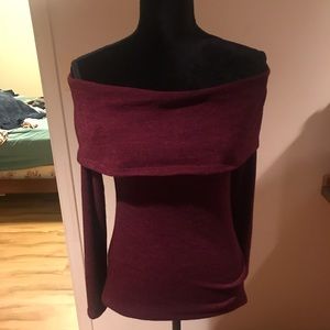 Burgundy off the shoulder sweater